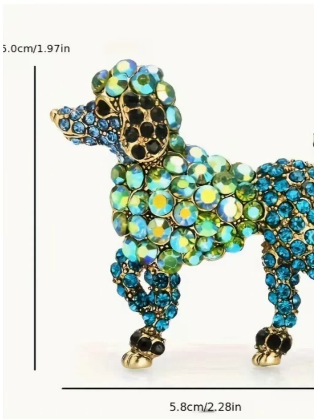 Vintage Style Crystal Rhinestone embellished Poodle Puppy Brooch